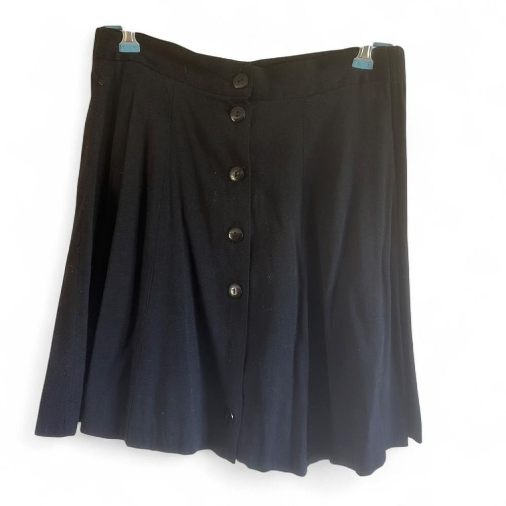 35th & 10th Vintage 90s Black Skater Midi Skirt Button Front Goth Grunge Size M